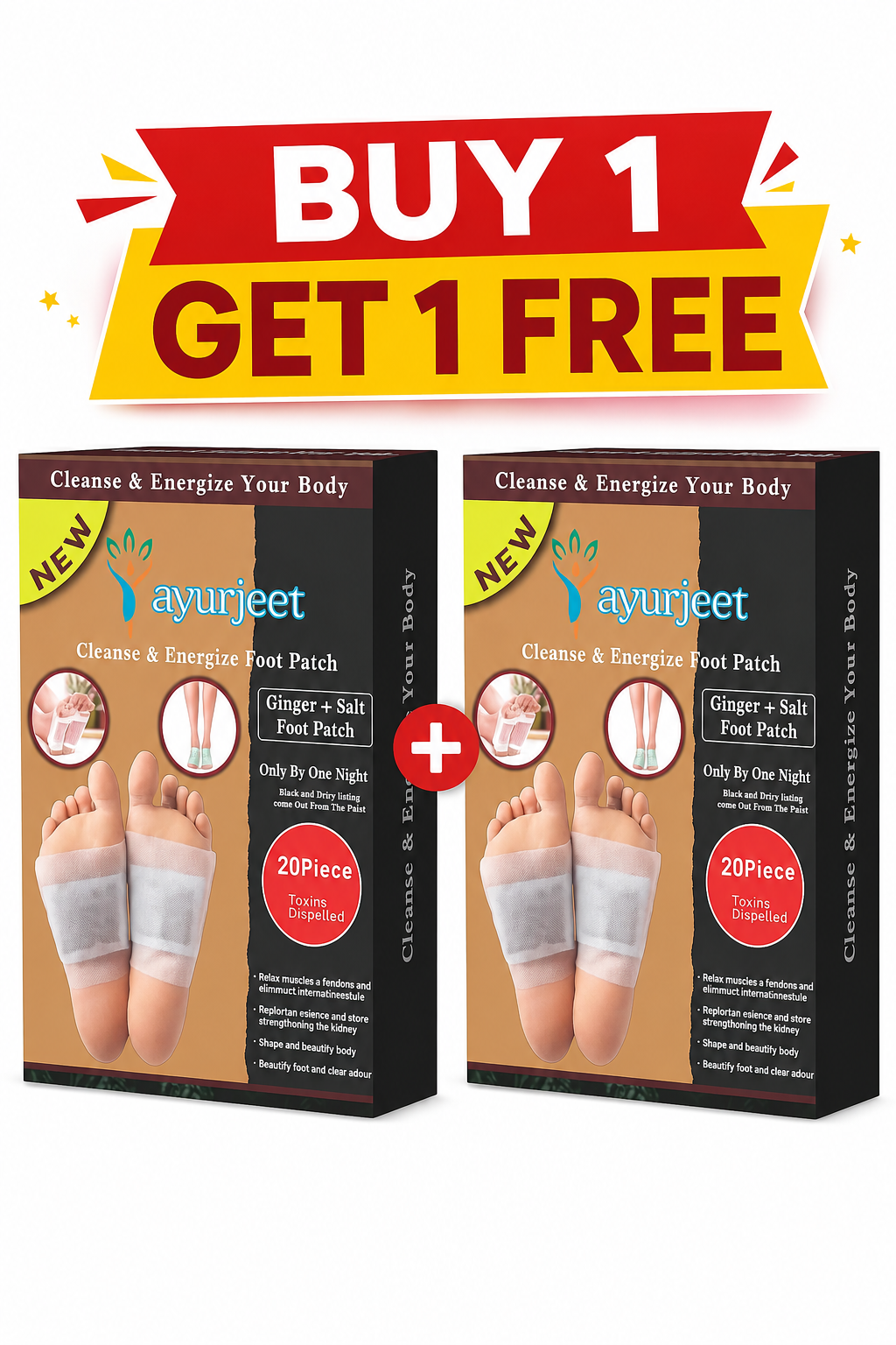 Detox Foot Patches (Pack of 20+20) | Deep Cleansing Foot Patch | Stress Relief & Better Sleep